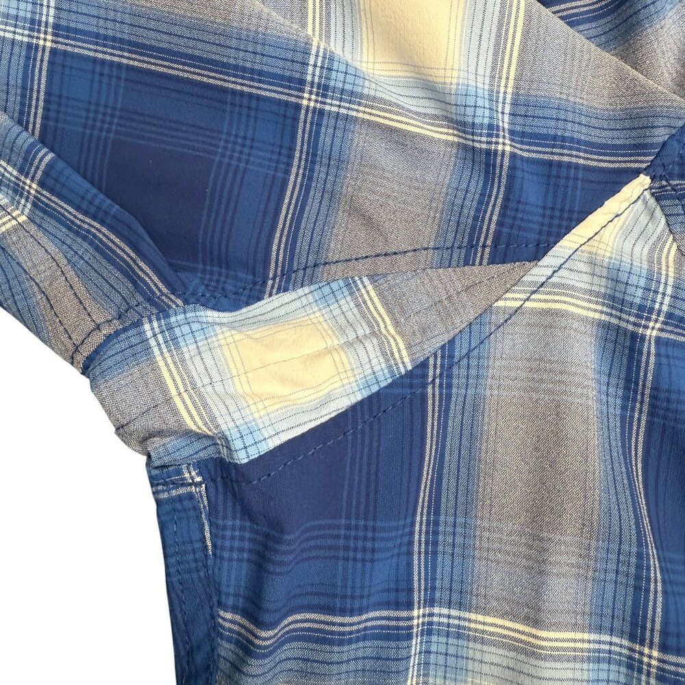 EUC Women's DULUTH TRADING CO. Sidewinder Plaid Gardening Shirt Blue | Size XL - Picture 4 of 10
